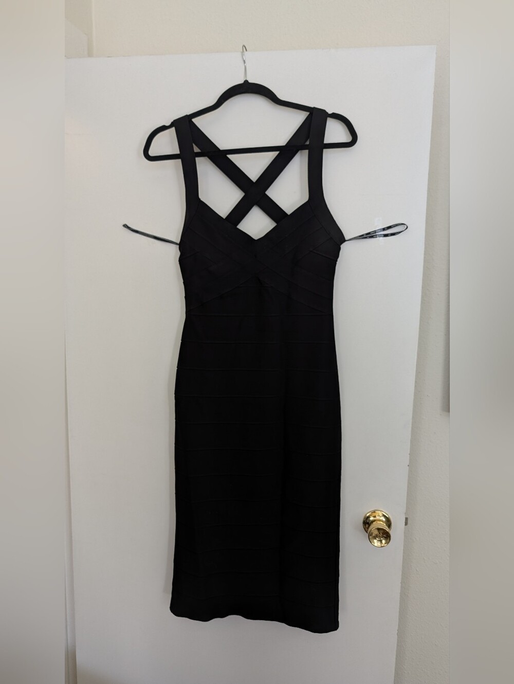Herve Leger Black Bandage Dress with Crisscross Back